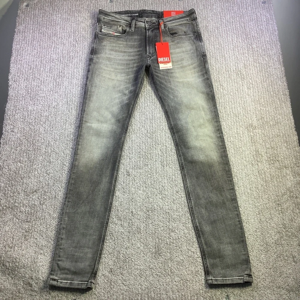 Diesel 1979 Sleenker Skinny Fit Jeans Mens 29 x 32 Faded Black Grey Denim NWT